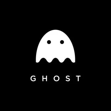 Simple ghost logo icon vector template on black background Stock Illustration