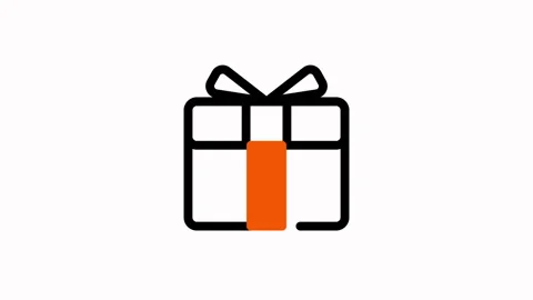 Simple Gift Box Icon with Orange Ribbon. Stock Footage 325368892