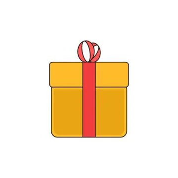 Simple Gift Box Package Vector Outline Icon Illustration Illustration