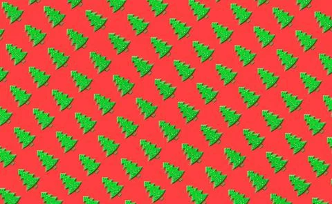 Simple Gingerbread Christmas Tree Seamless Patterns. Green Tree Isolated on a Stock Illustration