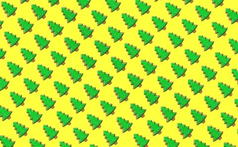 Simple Gingerbread Christmas Tree Seamless Patterns. Green Tree Isolated on a Ilustración de archivo