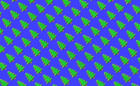 Simple Gingerbread Christmas Tree Seamless Patterns. Green Tree Isolated on a Stock Illustration