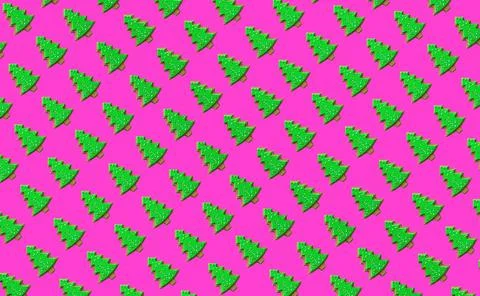Simple Gingerbread Christmas Tree Seamless Patterns. Green Tree Isolated on a Ilustración de archivo