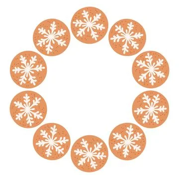 Simple gingerbread cookie festive round frame with Christmas decor. The simple Stock Illustration
