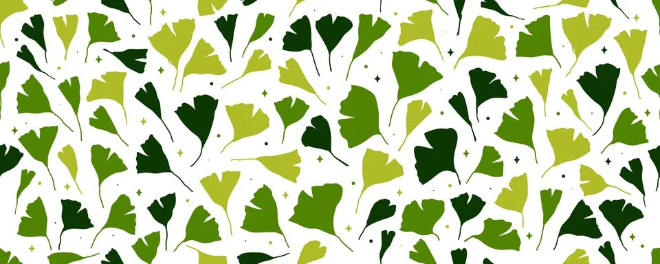 Simple gingko biloba vector background seamless pattern. Ginkgo Background Stock Illustration