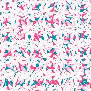 A simple girly flowers seamless vector pattern Illustrazione stock