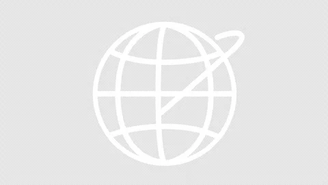 Simple globe animated icon rotate 360 with satellite orbiting around loop Stock Footage 302989350