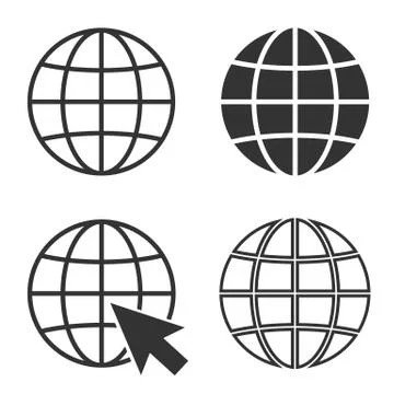 Simple globe icon set and internet symbol イラスト素材