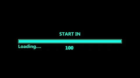 Simple glowing loading bar symbol with 0 to 100 loading animation. 動画素材 335700175