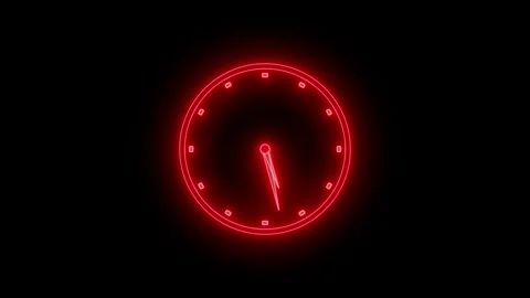 Simple Glowing Neon Analog Circle Clock Isolated Animation Video stock 314654234