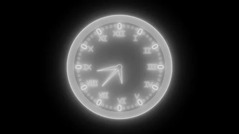 Simple Glowing neon clock isolated on a black background Stock Footage 315003519