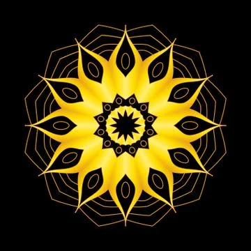 Simple gold circular pattern on black background Stock Illustration