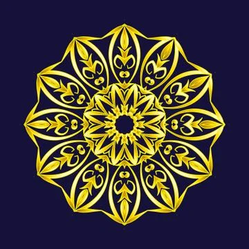 Simple gold circular pattern on dark blue backdrop Illustrazione stock