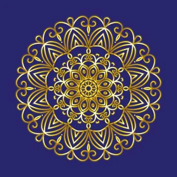 Simple gold circular pattern on dark blue backdrop Stock Illustration