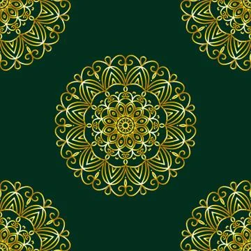 Simple gold circular pattern on dark green Illustrazione stock