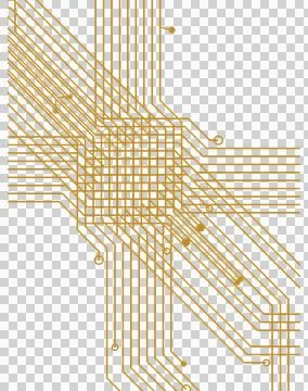 Simple gold flowing pcb bundle isolated PNG with transparent background Stock Illustration