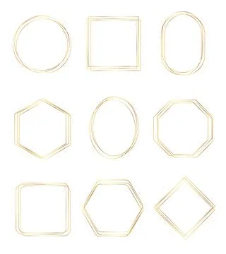 Simple gold geometric frames set with sparkle luxury line borders collection Stock Illustration