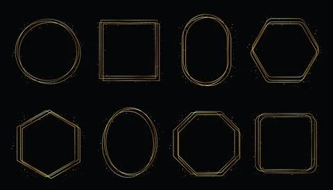 Simple gold geometric frames set with sparkle luxury line borders collection Illustrazione stock