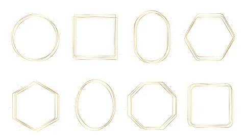 Simple gold geometric frames set with sparkle luxury line borders collection Illustrazione stock