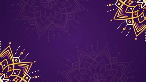 Simple Gold Mandala Pattern Animation on Purple Background Stock Footage 291311826