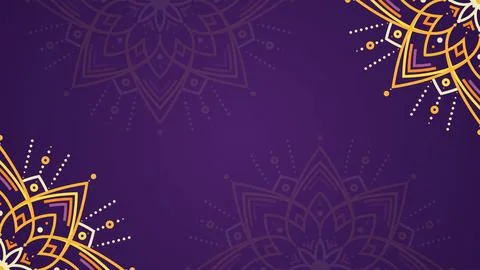 Simple Gold Mandala Pattern on Purple Background Stock Illustration