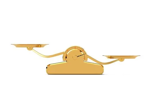 Simple Golden Balance Scale. 3d Rendering Stock Illustration