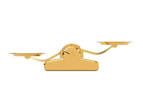 Simple Golden Balance Scale. 3d Rendering Stock Illustration