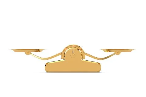 Simple Golden Balance Scale. 3d Rendering Stock Illustration