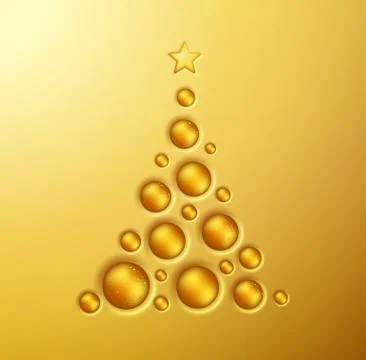 Simple golden Christmas tree Stock Illustration