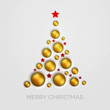 Simple golden Christmas tree Illustrazione stock