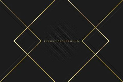 Simple golden digonal square on black background luxurious gold frame, Vector il Stock Illustration