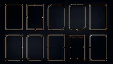 Simple golden frames. Thin luxury gold borders for wedding invitation card Stock Illustration