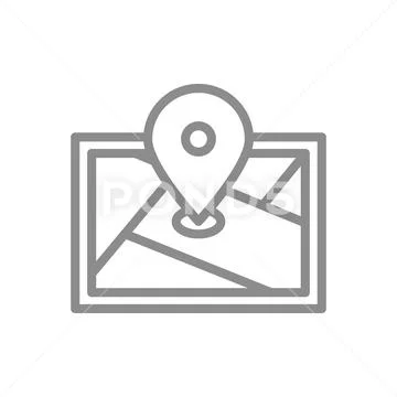 Simple gps, location, route map, navigator line icon. Symbol and sign ...