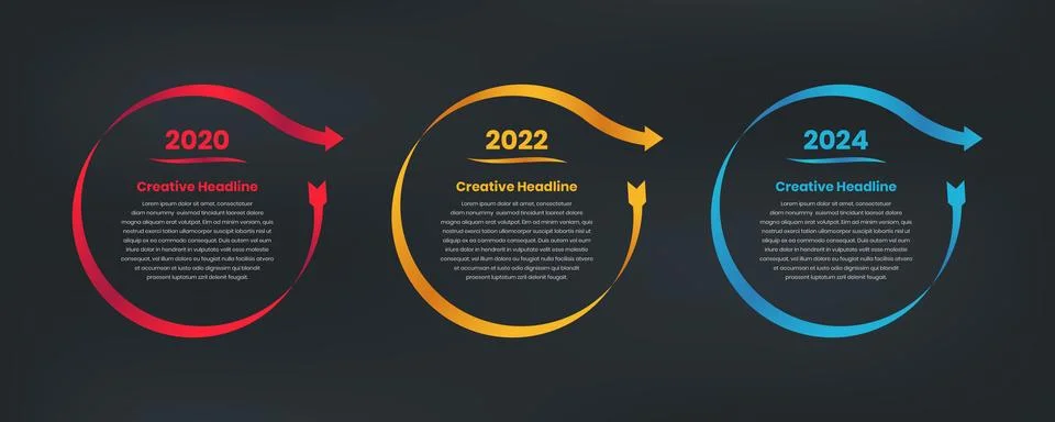 Simple gradient timeline presentation step infographic layout with ribbon a.. Stock Illustration