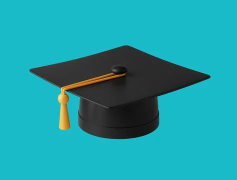 Simple graduation cap 3d render illustration. 스톡 일러스트
