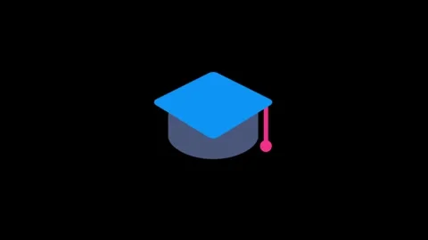 Simple Graduation Cap Icon on a Black Background Representing Education Видео 341917739