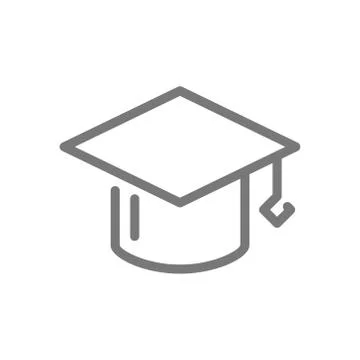 Simple graduation cap line icon. Symbol and sign illustration design. Isolated Stock Illustration