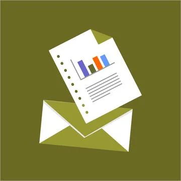 Simple graph academic letter and envelope icon and illustration Stock Illustration