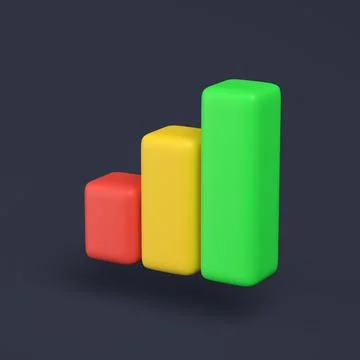Simple graph icon with colorful rectangles 3D-illustration on pastel backgrou Stock Illustration