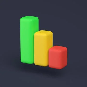 Simple graph icon with colorful rectangles 3D-illustration on pastel backgrou 库存插图