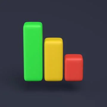 Simple graph icon with colorful rectangles 3D-illustration on pastel backgrou 스톡 일러스트