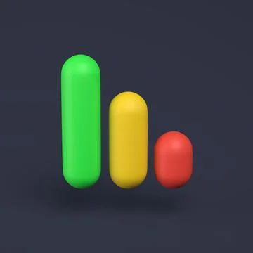Simple graph icon with colorful rectangles 3D-illustration on pastel backgrou イラスト素材