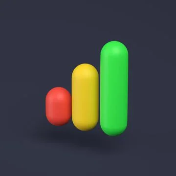 Simple graph icon with colorful rectangles 3D-illustration on pastel backgrou 스톡 일러스트
