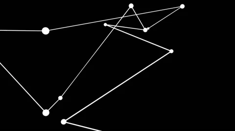Simple graphic background of connected white dots in motion, on black (FULL HD) Stock Footage 43183503
