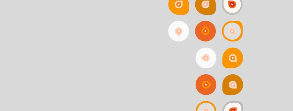 Simple graphic displays orange circles, some containing droplet icons. Stock Illustration