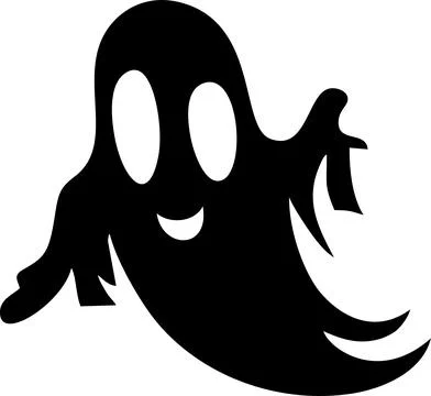 Simple graphic drawing ghost, black silhouette, logo, design Illustrazione stock
