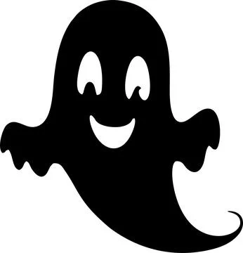 Simple graphic drawing ghost, black silhouette, logo, design Stock Illustration