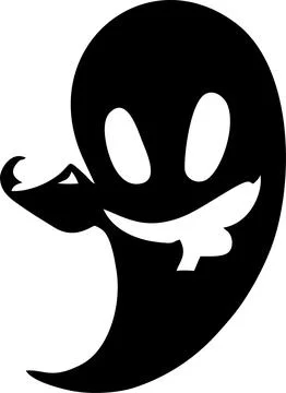 Simple graphic drawing ghost, black silhouette, logo, design Stock Illustration