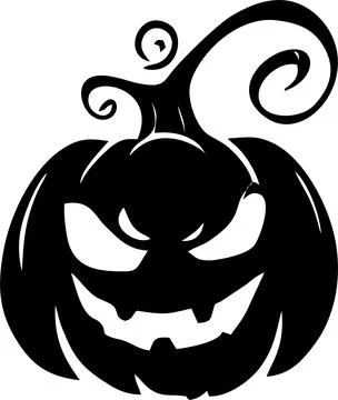 Simple graphic drawing of Halloween pumpkin, black silhouette, logo, design Stock Illustration