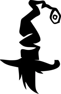 Simple graphic drawing of halloween witch hat, black silhouette, logo, design Stock Illustration